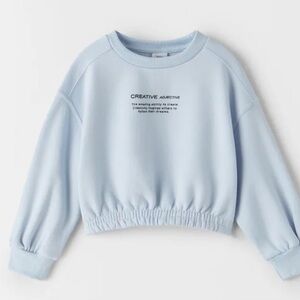 Zara Light Blue Cropped Sweatshirt Size 10-12